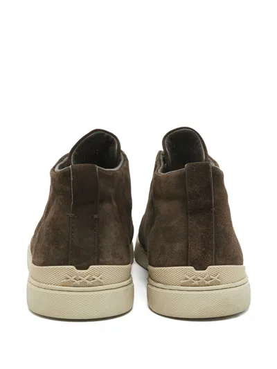Pre-owned Ermenegildo Zegna Vintage Suede Round-toe Sneakers In Brown