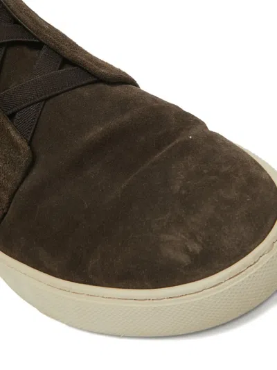 Pre-owned Ermenegildo Zegna Vintage Suede Round-toe Sneakers In Brown