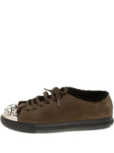 Pre-owned Miu Miu 2023 Crystal-embellished Sneakers