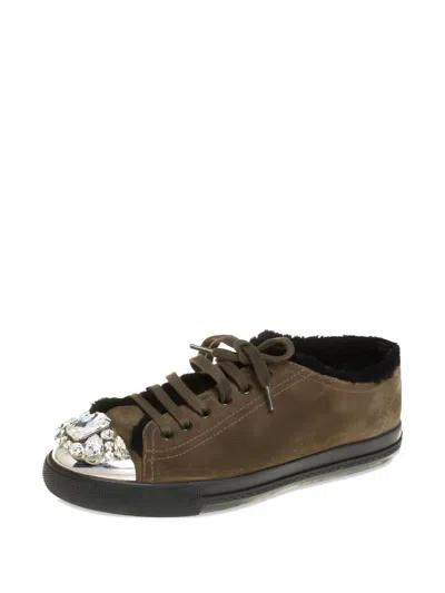 Pre-owned Miu Miu 2023 Crystal-embellished Sneakers