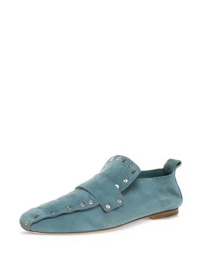 Pre-owned Celine Studded Loafers In Blue