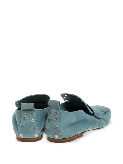 Pre-owned Celine Studded Loafers In Blue