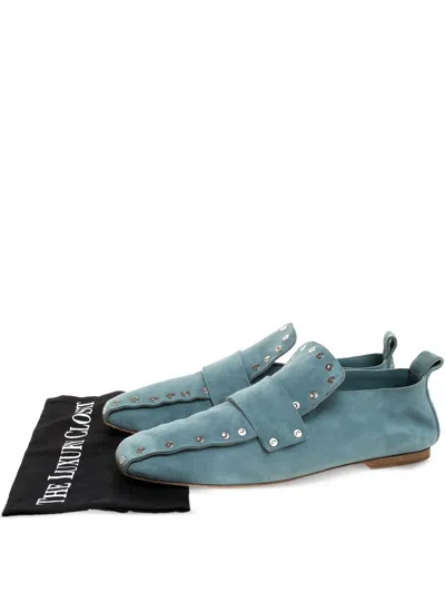 Pre-owned Celine Studded Loafers In Blue