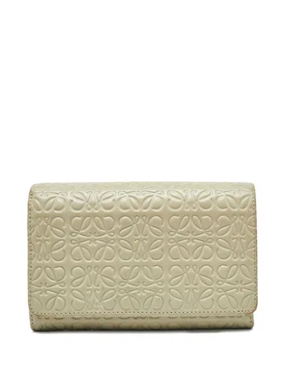 Pre-owned Loewe Anagram Leather Wallet In Neutral