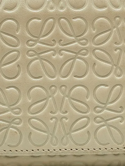 Pre-owned Loewe Anagram Leather Wallet In Neutral