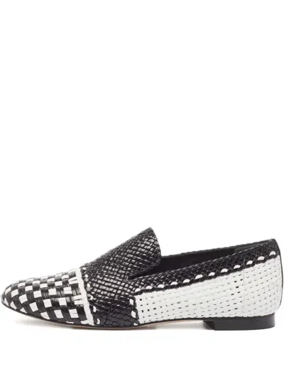 Pre-owned Stuart Weitzman Woven Leather Slippers In Black