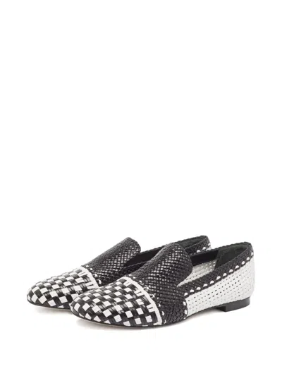 Pre-owned Stuart Weitzman Woven Leather Slippers In Black