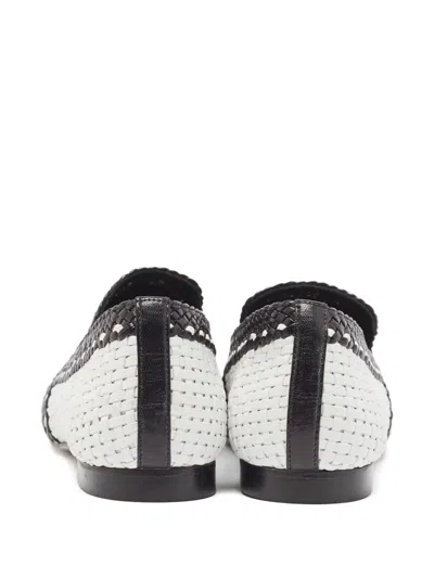 Pre-owned Stuart Weitzman Woven Leather Slippers In Black