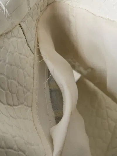 Pre-owned Dennis Basso Crocodile-embossed Leather Zip Vest In White