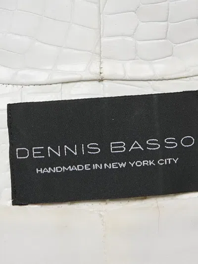 Pre-owned Dennis Basso Crocodile-embossed Leather Zip Vest In White
