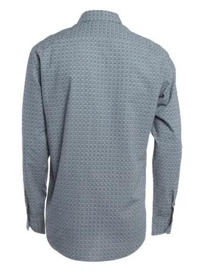 Pre-owned Ermenegildo Zegna Vintage Geometric-pattern Cotton Shirt In Blue