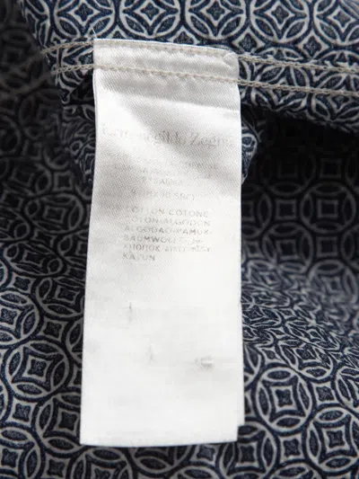Pre-owned Ermenegildo Zegna Vintage Geometric-pattern Cotton Shirt In Blue