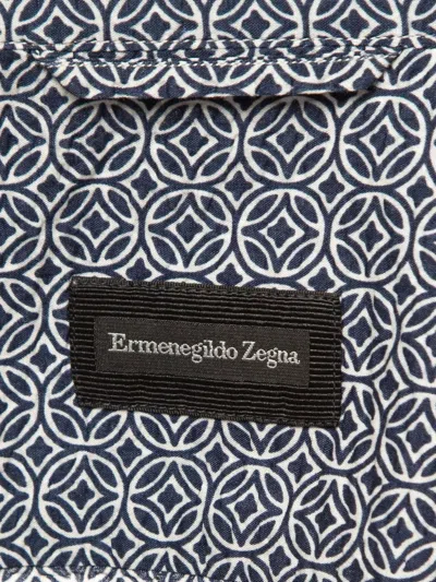 Pre-owned Ermenegildo Zegna Vintage Geometric-pattern Cotton Shirt In Blue