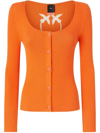Pinko Cut-out Cardigan In Orange