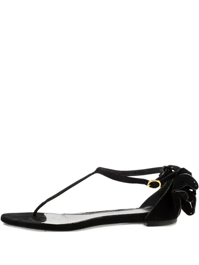 Pre-owned Alexander Mcqueen Butterfly-detail Leather Sandals In Black