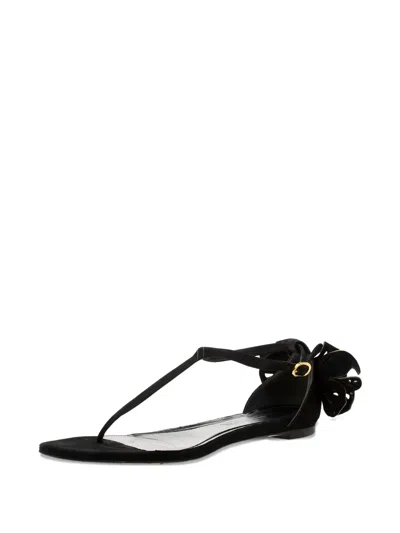 Pre-owned Alexander Mcqueen Butterfly-detail Leather Sandals In Black