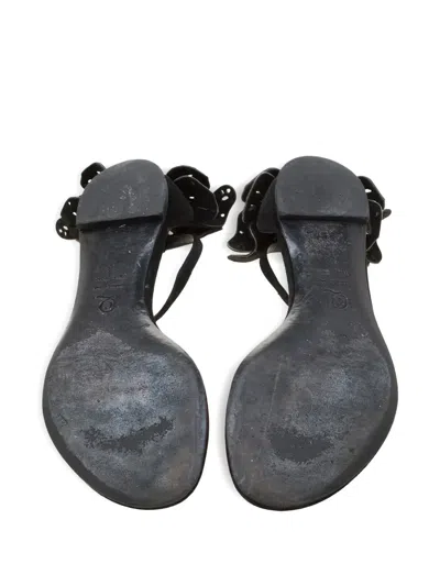 Pre-owned Alexander Mcqueen Butterfly-detail Leather Sandals In Black
