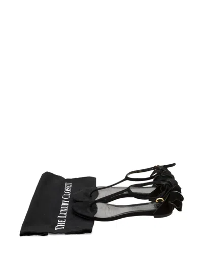 Pre-owned Alexander Mcqueen Butterfly-detail Leather Sandals In Black