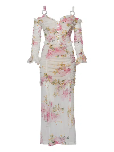 Pre-owned Alessandra Rich Floral-print Ruched Maxi Dress