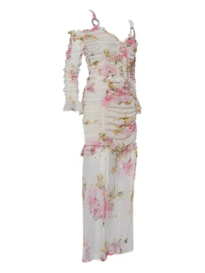 Pre-owned Alessandra Rich Floral-print Ruched Maxi Dress