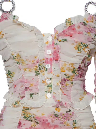 Pre-owned Alessandra Rich Floral-print Ruched Maxi Dress