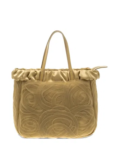 Pre-owned Alberta Ferretti Net Satin Tote Bag In Neutral