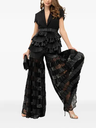 Babylone Paris Leather Lace-insert Trousers