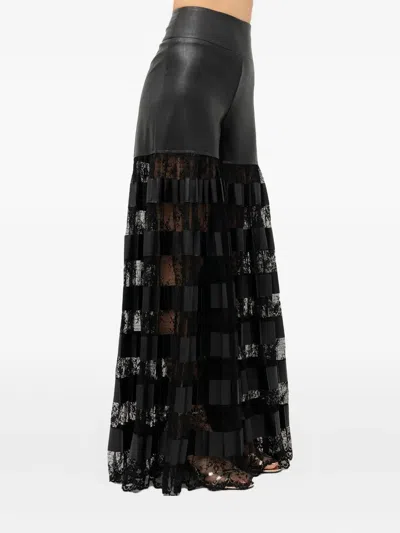 Babylone Paris Leather Lace-insert Trousers