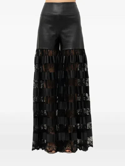 Babylone Paris Leather Lace-insert Trousers