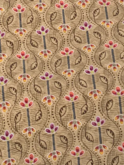 Pre-owned Ermenegildo Zegna Vintage Floral-pattern Silk Tie In Neutral