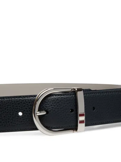 Bally Reversible Grained Leather Belt In Black