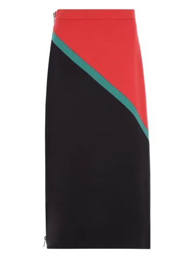 Gucci Colour-block Zip-detail Skirt In Red