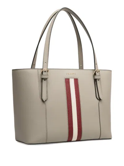 Bally Embossed Leather Ribbon Tote Bag