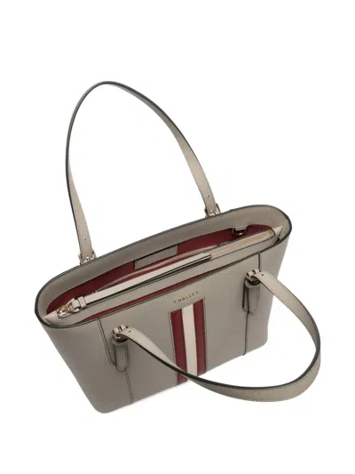 Bally Embossed Leather Ribbon Tote Bag