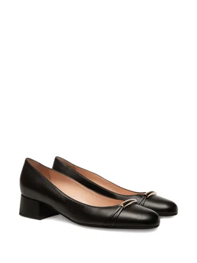 Bally Leather Gold-tone Hardware Heeled Pumps In Black