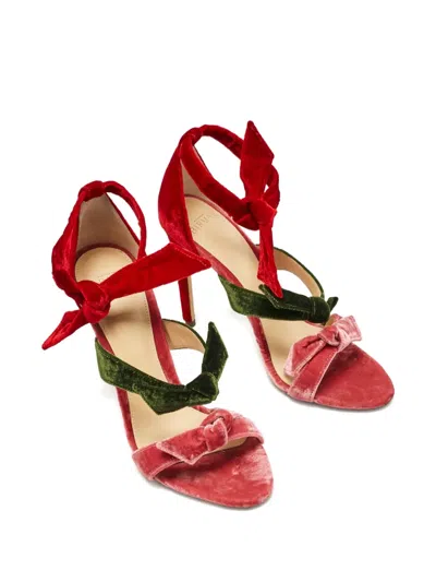 Pre-owned Alexandre Birman 2024 105mm Velvet Sandals In Red