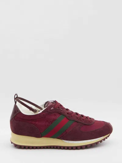 Gucci Re-motion Leather-trimmed Suede Sneakers In Red