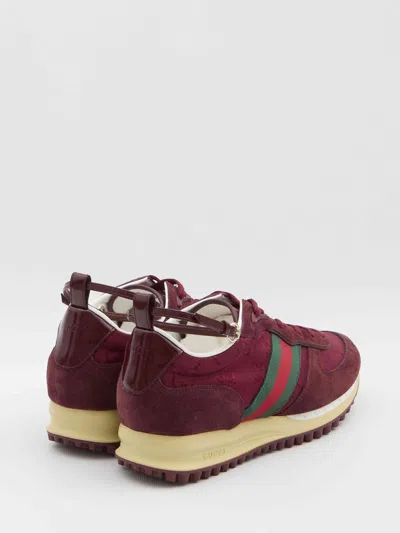 Gucci Re-motion Leather-trimmed Suede Sneakers In Red