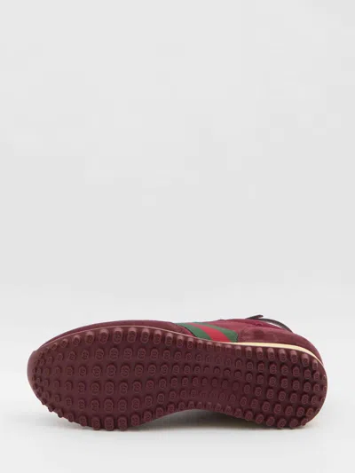 Gucci Re-motion Leather-trimmed Suede Sneakers In Red