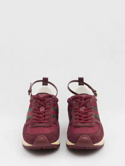 Gucci Re-motion Leather-trimmed Suede Sneakers In Red