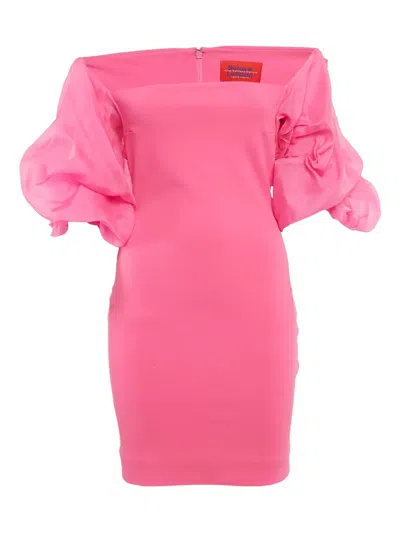 Pre-owned Solace London Puff-sleeve Mini Dress In Pink