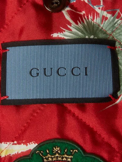 Pre-owned Gucci Floral-embroidered Jacket In Blue