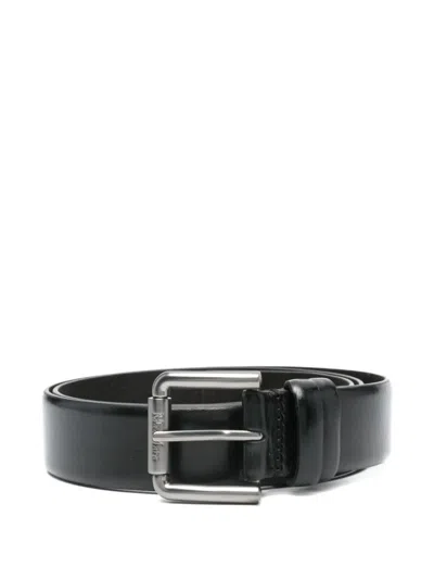 Max Mara Leather Logo-buckle Belt In Black