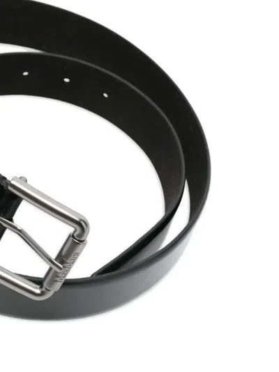 Max Mara Leather Logo-buckle Belt In Black