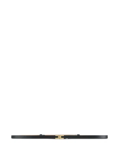 Elisabetta Franchi Double-buckle Leather Belt In Black