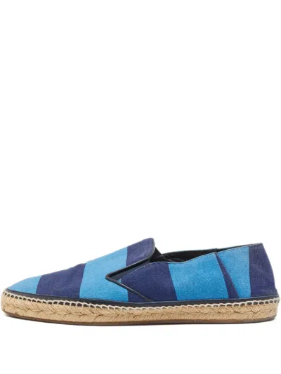 Pre-owned Burberry Striped Flat Espadrilles In Blue