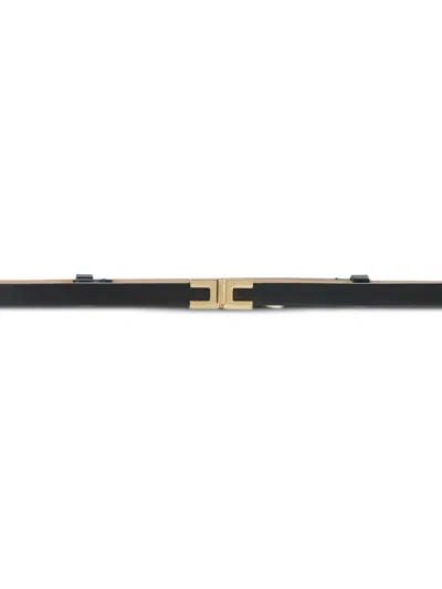 Elisabetta Franchi Double-buckle Leather Belt In Black