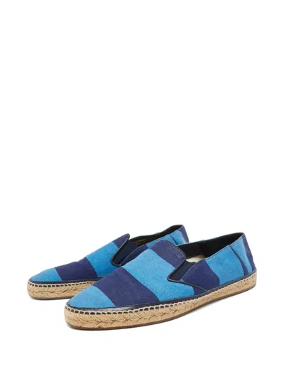 Pre-owned Burberry Striped Flat Espadrilles In Blue