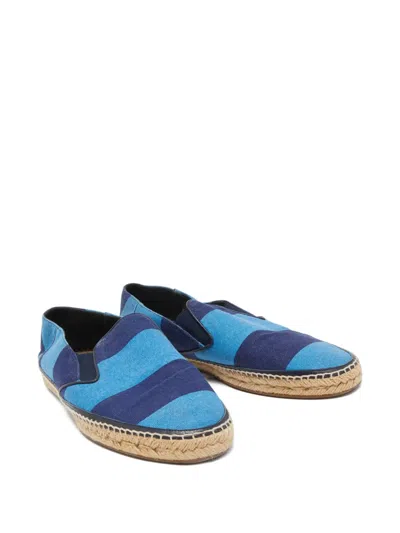 Pre-owned Burberry Striped Flat Espadrilles In Blue