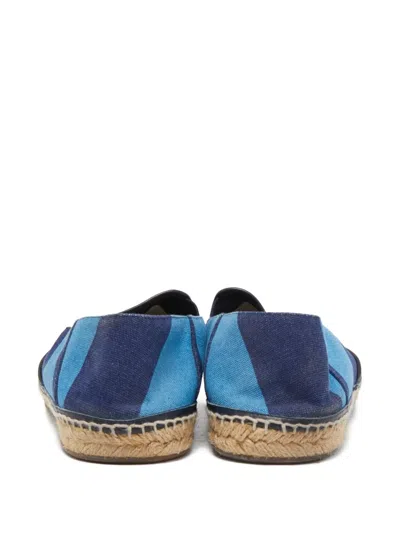 Pre-owned Burberry Striped Flat Espadrilles In Blue